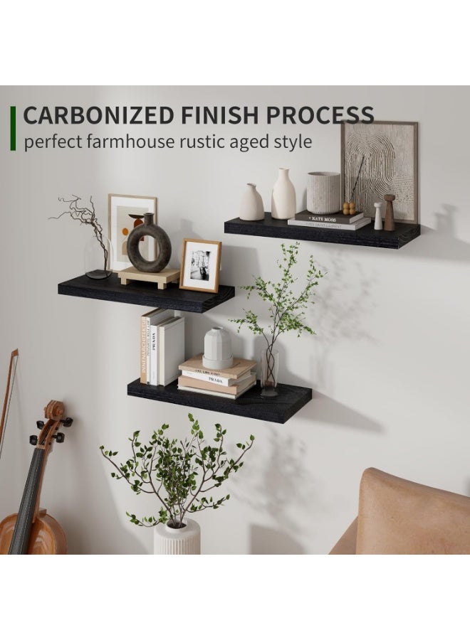 عربست رفوف الجدار العائمة,الجدار الزاوية الزخرفية الرف,3 حزمة الجدار الأسود الرف,الجدار المثبتة الرف الخشبي,الديكور المنزلي المألوف,مناسبة لغرفة النوم / غرفة المعيشة / الحمام / المطبخ / المكتب (30 + 40 + 50 سم) - Image 5